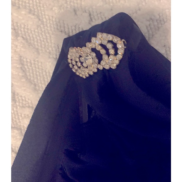 Ladies Dark Navy 1 shoulder Evening Dress - Picture 6 of 7